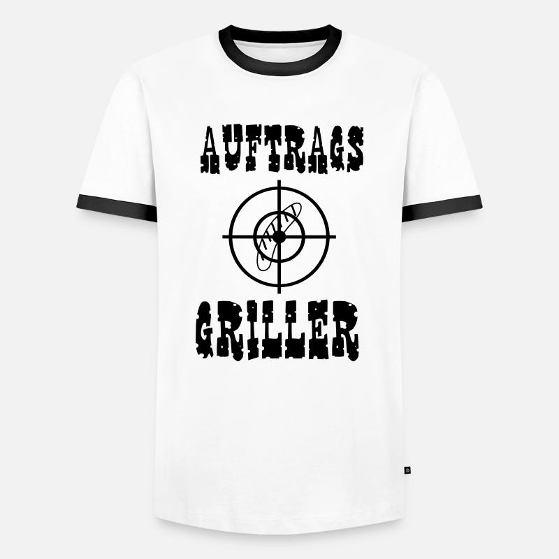 Auftragsgriller - Männer Kontrast-T-Shirt - Weiß/Schwarz