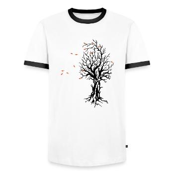 autumn tree Herbst Baum Jahreszeit Wind Laub - Männer Kontrast-T-Shirt - Weiß/Schwarz - Vorne - AI Model Female 172 light (172cm) & AI Model Male 178 dark (178cm)