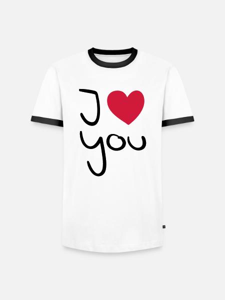 love_you_3_f2 - Men's Ringer Shirt - white/black