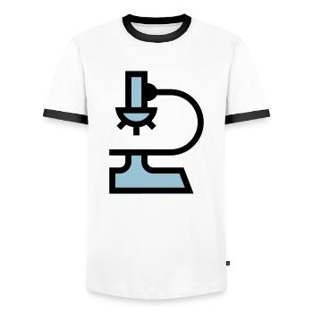 Labor Mikroskop - Männer Kontrast-T-Shirt - Weiß/Schwarz - Vorne - AI Model Female 172 light (172cm) & AI Model Male 178 dark (178cm)