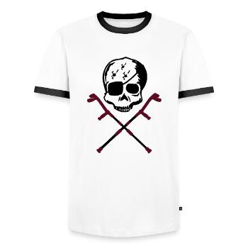 krücken totenkopf - Männer Kontrast-T-Shirt - Weiß/Schwarz - Vorne - AI Model Female 172 light (172cm) & AI Model Male 178 dark (178cm)