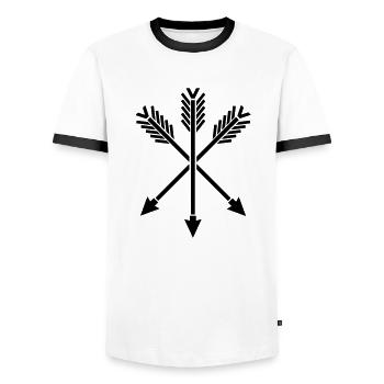 pfeile_design_ad1 - Männer Kontrast-T-Shirt - Weiß/Schwarz - Vorne - AI Model Female 172 light (172cm) & AI Model Male 178 dark (178cm)
