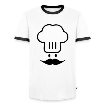 Tête de chef - T-shirt contrasté Homme - blanc/noir - Devant - AI Model Female 172 light (172cm) & AI Model Male 178 dark (178cm)