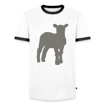 lamb - Men's Ringer Shirt - white/black - Front - AI Model Female 172 light (172cm) & AI Model Male 178 dark (178cm)