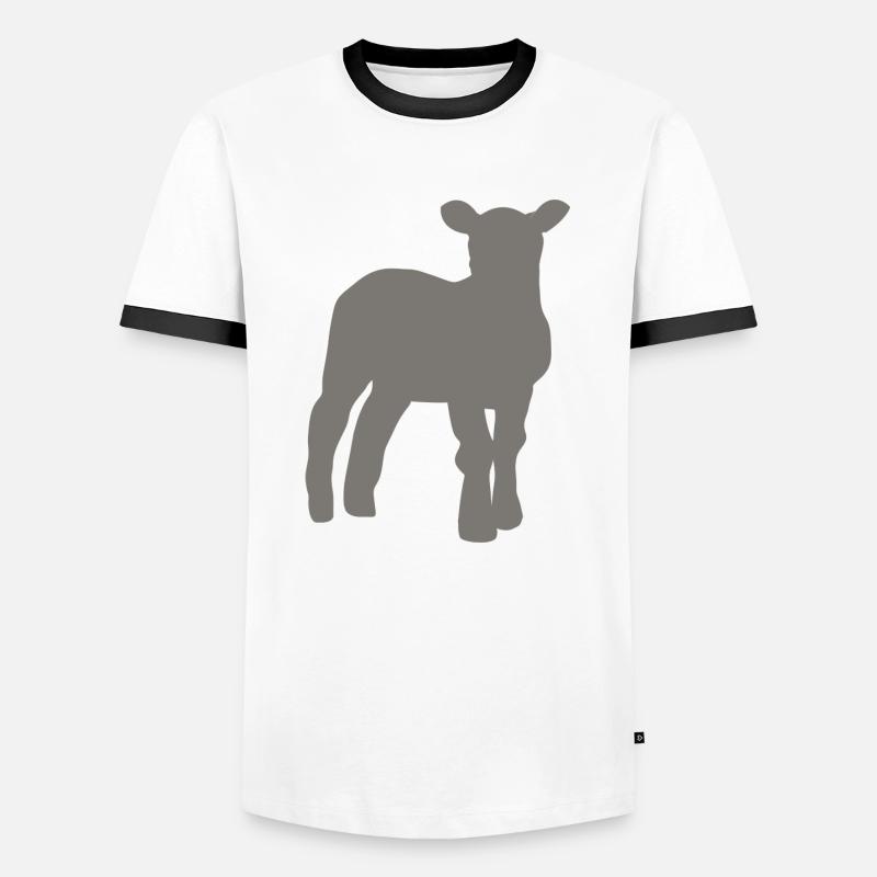 Lamm - Männer Kontrast-T-Shirt - Weiß/Schwarz