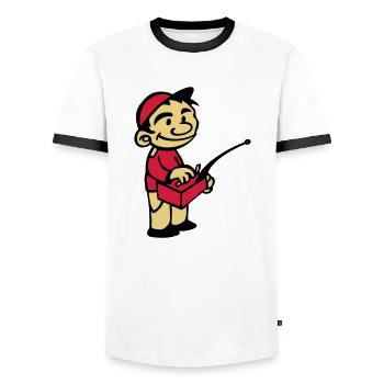 model rc child using model radio control - Men's Ringer Shirt - white/black - Front - AI Model Female 172 light (172cm) & AI Model Male 178 dark (178cm)
