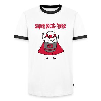 Super petit-frere - Männer Kontrast-T-Shirt - Weiß/Schwarz - Vorne - AI Model Female 172 light (172cm) & AI Model Male 178 dark (178cm)
