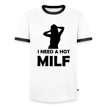 i need a hot 001 - Männer Kontrast-T-Shirt - Weiß/Schwarz - Vorne - AI Model Female 172 light (172cm) & AI Model Male 178 dark (178cm)