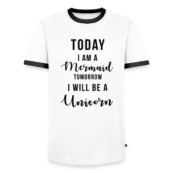 Mermaid today Unicorn tomorrow - Men's Ringer Shirt - white/black - Front - AI Model Female 172 light (172cm) & AI Model Male 178 dark (178cm)