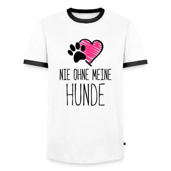 hunde nie ohne herz - Männer Kontrast-T-Shirt - Weiß/Schwarz - Vorne - AI Model Female 172 light (172cm) & AI Model Male 178 dark (178cm)