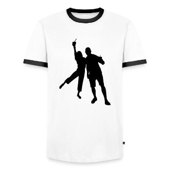 couple silhouette design - Männer Kontrast-T-Shirt - Weiß/Schwarz - Vorne - AI Model Female 172 light (172cm) & AI Model Male 178 dark (178cm)