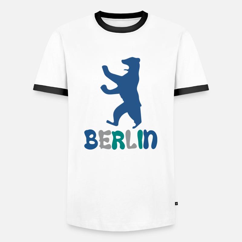 Berlin and Berlin Bear - Men's Ringer Shirt - white/black