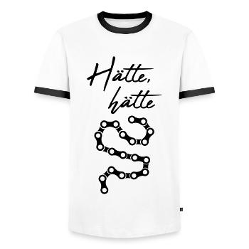 Hätte hätte Fahrradkette - Männer Kontrast-T-Shirt - Weiß/Schwarz - Vorne - AI Model Female 172 light (172cm) & AI Model Male 178 dark (178cm)