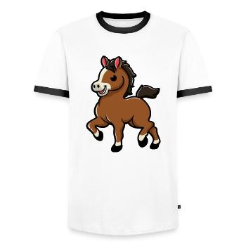 | douces chevaux | de bébé cheval Poulain - T-shirt contrasté Homme - blanc/noir - Devant - AI Model Female 172 light (172cm) & AI Model Male 178 dark (178cm)