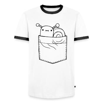 On the go snail shirt pocket - Men's Ringer Shirt - white/black - Front - AI Model Female 172 light (172cm) & AI Model Male 178 dark (178cm)