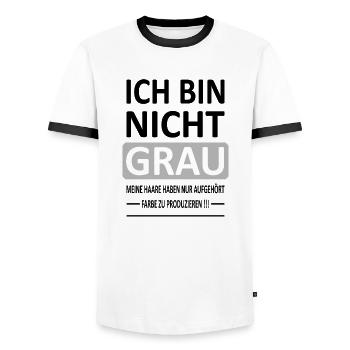 Ich bin Nicht GRAU - Version 1 - Männer Kontrast-T-Shirt - Weiß/Schwarz - Vorne - AI Model Female 172 light (172cm) & AI Model Male 178 dark (178cm)