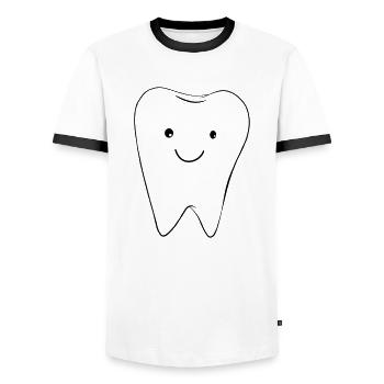 Tooth sweet - Men's Ringer Shirt - white/black - Front - AI Model Female 172 light (172cm) & AI Model Male 178 dark (178cm)