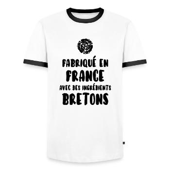 Breton - T-shirt contrasté Homme - blanc/noir - Devant - AI Model Female 172 light (172cm) & AI Model Male 178 dark (178cm)