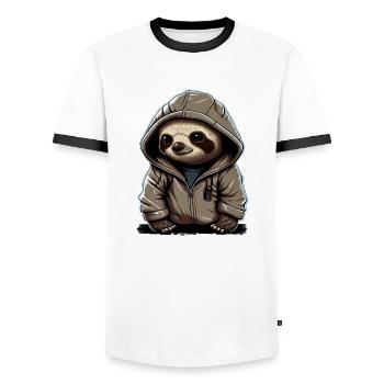 Baby sloth with hoodie - Men's Ringer Shirt - white/black - Front - AI Model Female 172 light (172cm) & AI Model Male 178 dark (178cm)