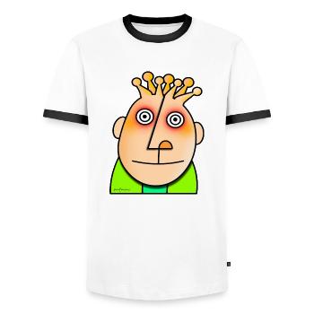 Vous sentez-vous parfois différent aussi ? - T-shirt contrasté Homme - blanc/noir - Devant - AI Model Female 172 light (172cm) & AI Model Male 178 dark (178cm)