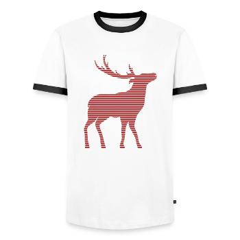 Hirsch - Männer Kontrast-T-Shirt - Weiß/Schwarz - Vorne - AI Model Female 172 light (172cm) & AI Model Male 178 dark (178cm)