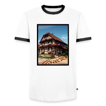 Alsatian House Digital Painting - Men's Ringer Shirt - white/black - Front - AI Model Female 172 light (172cm) & AI Model Male 178 dark (178cm)