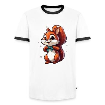 Squirrel / Animal / Rodent / Forest Animal / Comic - Men's Ringer Shirt - white/black - Front - AI Model Female 172 light (172cm) & AI Model Male 178 dark (178cm)