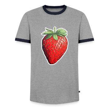 Fraise simple - T-shirt contrasté Homme - gris/marine  - Devant - AI Model Female 172 light (172cm) & AI Model Male 178 light (178cm)