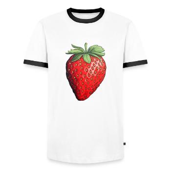 Strawberry single - Men's Ringer Shirt - white/black - Front - AI Model Female 172 light (172cm) & AI Model Male 178 dark (178cm)