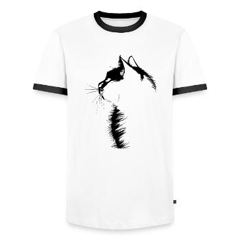 Katze, katzenmotiv - Männer Kontrast-T-Shirt - Weiß/Schwarz - Vorne - AI Model Female 172 light (172cm) & AI Model Male 178 dark (178cm)