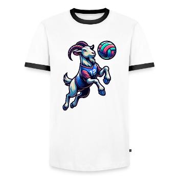 Lustiger Ziegen Volleyball Spieler - Männer Kontrast-T-Shirt - Weiß/Schwarz - Vorne - AI Model Female 172 light (172cm) & AI Model Male 178 dark (178cm)