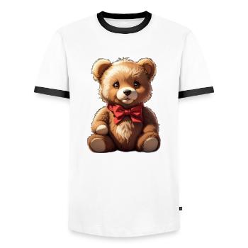 Teddybär - Männer Kontrast-T-Shirt - Weiß/Schwarz - Vorne - AI Model Female 172 light (172cm) & AI Model Male 178 dark (178cm)