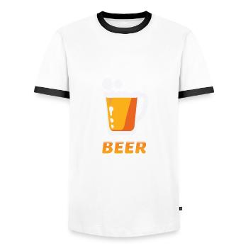 Bouteille de bière Mug Booze Enterrement de vie de garçon 7 - T-shirt contrasté Homme - blanc/noir - Devant - AI Model Female 172 light (172cm) & AI Model Male 178 dark (178cm)