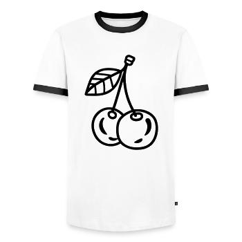 cherry - Men's Ringer Shirt - white/black - Front - AI Model Female 172 light (172cm) & AI Model Male 178 dark (178cm)