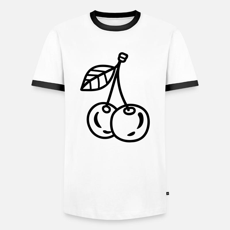 Kirsche - Männer Kontrast-T-Shirt - Weiß/Schwarz