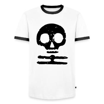 White Death Finland - Men's Ringer Shirt - white/black - Front - AI Model Female 172 light (172cm) & AI Model Male 178 dark (178cm)