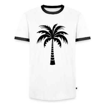 palm tree - Men's Ringer Shirt - white/black - Front - AI Model Female 172 light (172cm) & AI Model Male 178 dark (178cm)