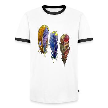 Pen - Men's Ringer Shirt - white/black - Front - AI Model Female 172 light (172cm) & AI Model Male 178 dark (178cm)
