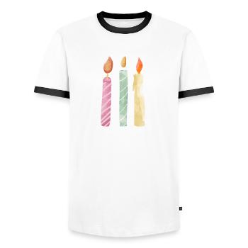 3e anniversaire bougie - T-shirt contrasté Homme - blanc/noir - Devant - AI Model Female 172 light (172cm) & AI Model Male 178 dark (178cm)