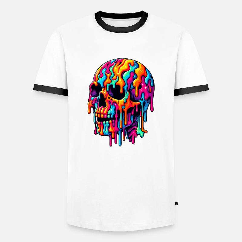 Lebendiger psychedelischer Schädel - Männer Kontrast-T-Shirt - Weiß/Schwarz
