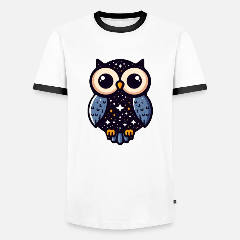Sternennachteule Kunst - Männer Kontrast-T-Shirt - Weiß/Schwarz