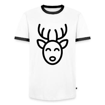 renne de noel - T-shirt contrasté Homme - blanc/noir - Devant - AI Model Female 172 light (172cm) & AI Model Male 178 dark (178cm)