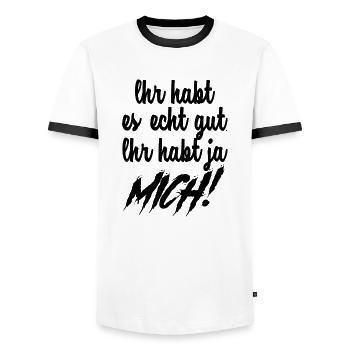 Dicton drôle image humour drôle idée cadeau - T-shirt contrasté Homme - blanc/noir - Devant - AI Model Female 172 light (172cm) & AI Model Male 178 dark (178cm)