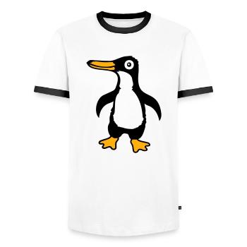 Pingouin mignon bébé enfant bambin heureux cool - T-shirt contrasté Homme - blanc/noir - Devant - AI Model Female 172 light (172cm) & AI Model Male 178 dark (178cm)