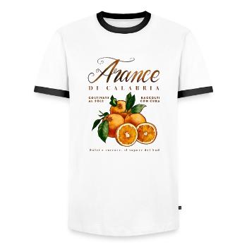 Oranges from Calabria - Men's Ringer Shirt - white/black - Front - AI Model Female 172 light (172cm) & AI Model Male 178 dark (178cm)