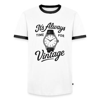 A great design for watchmakers and watch collectors - Men's Ringer Shirt - white/black - Front - AI Model Female 172 light (172cm) & AI Model Male 178 dark (178cm)