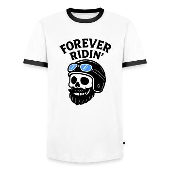 Biker Skull Motorcycle - Men's Ringer Shirt - white/black - Front - AI Model Female 172 light (172cm) & AI Model Male 178 dark (178cm)