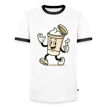 eiscreme becher comic - Männer Kontrast-T-Shirt - Weiß/Schwarz - Vorne - AI Model Female 172 light (172cm) & AI Model Male 178 dark (178cm)