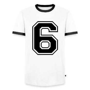 6, Sechs, Nummer, Zahl - Männer Kontrast-T-Shirt - Weiß/Schwarz - Vorne - AI Model Female 172 light (172cm) & AI Model Male 178 dark (178cm)