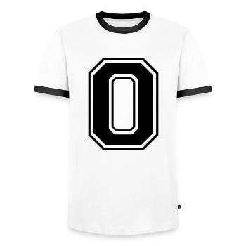 0, Null, Nummer, Zahl - Männer Kontrast-T-Shirt - Weiß/Schwarz - Vorne - AI Model Female 172 light (172cm) & AI Model Male 178 dark (178cm)
